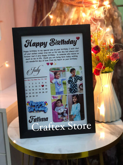 Personalized frames for every occasion: birthdays, anniversaries, weddings, and music memories.